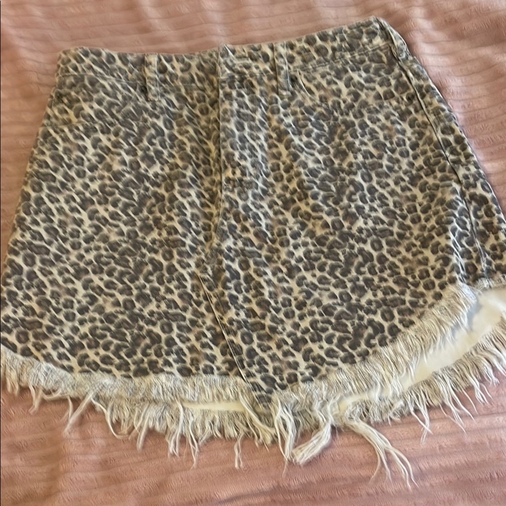 We The Free Tan and Brown Skater Mini Skirt